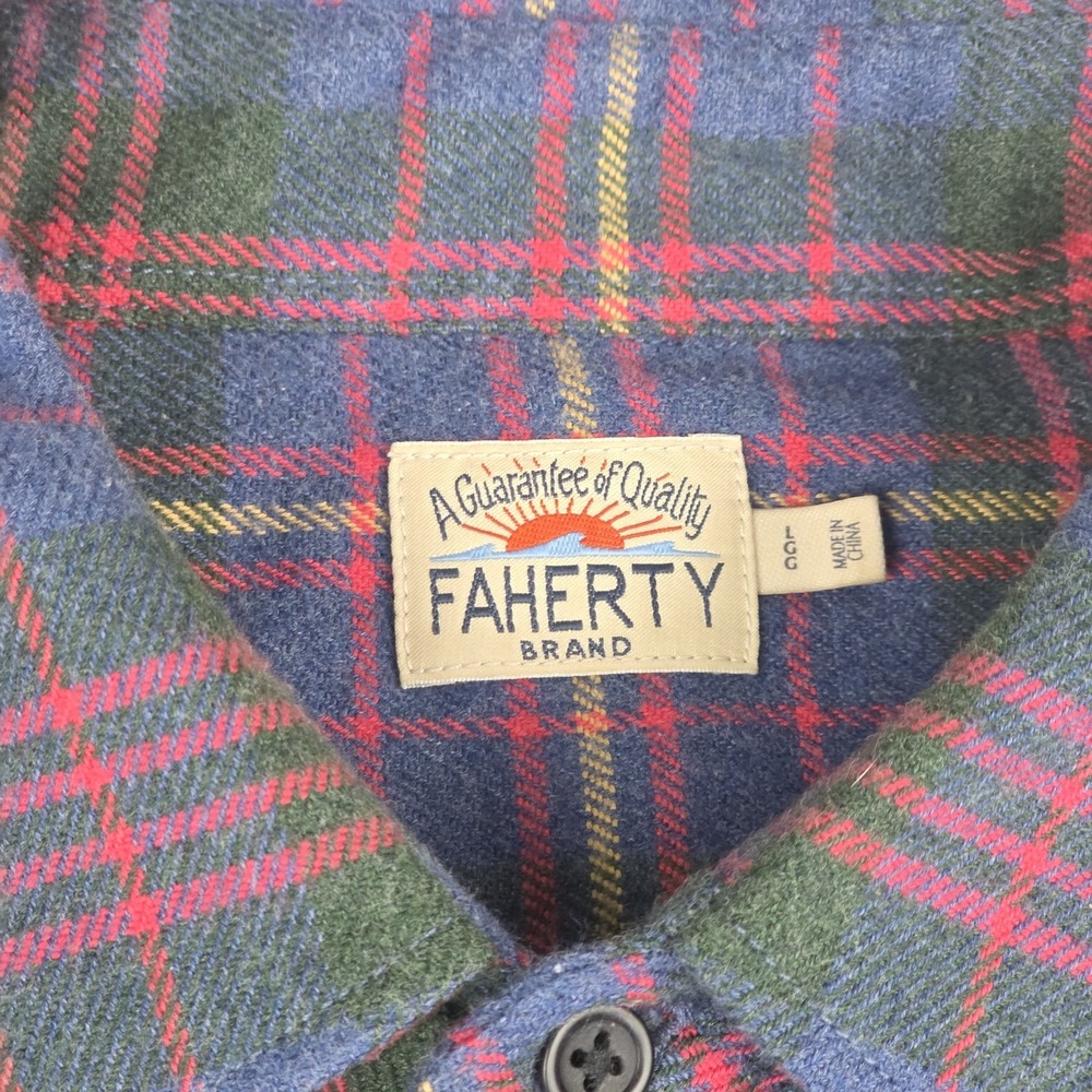 Faherty Legend Sweater Shirt Mens Large Multi Plaid Flannel Organic Cotton - Picture 3 of 10